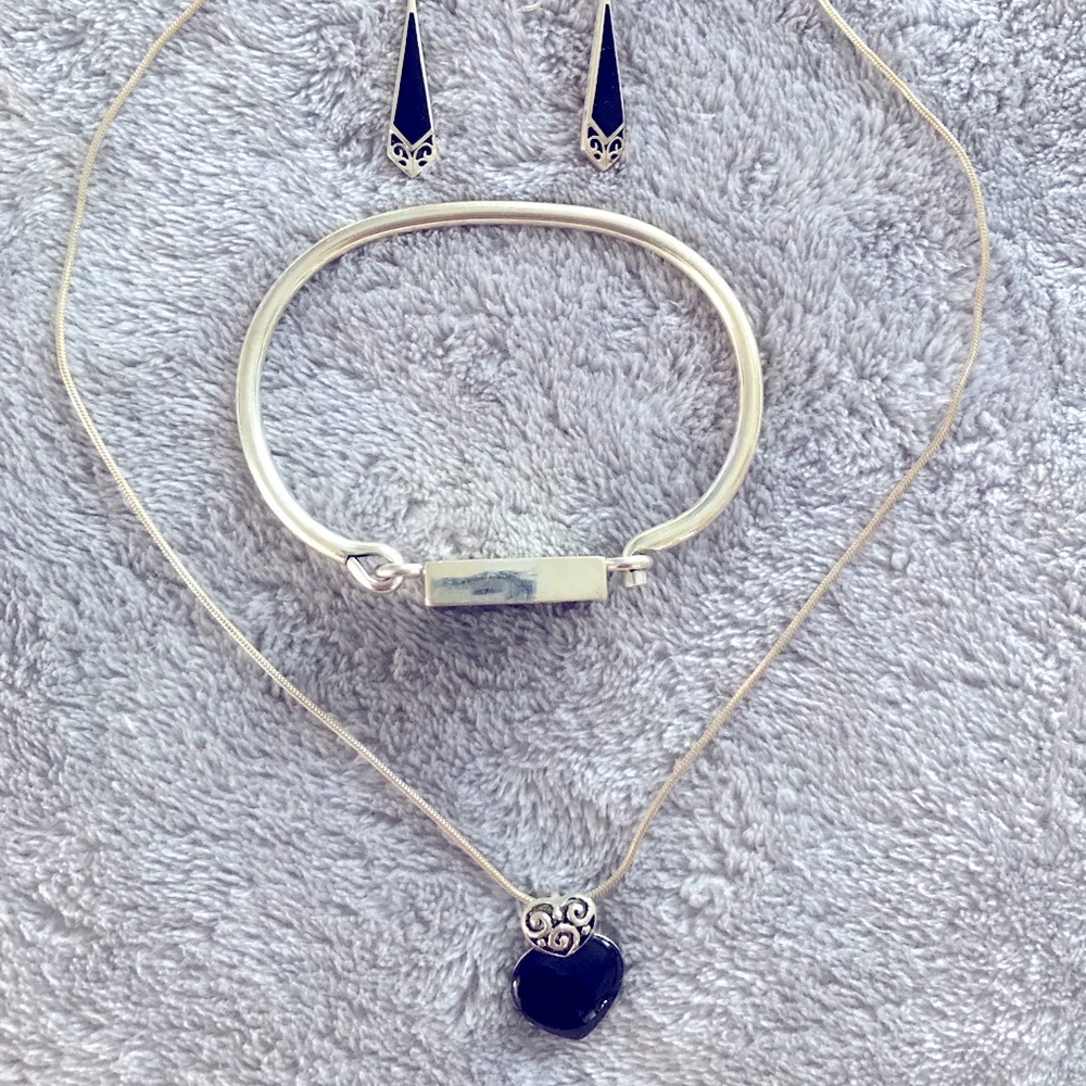 Authentic Onyx Sterling Silver 3 piece jewelry set